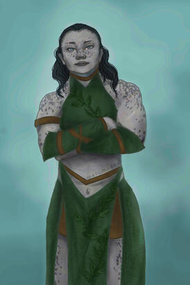 A digital painting of my Dungeons & Dragons character Manneo, wearing Pride Silk armor.